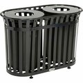 Global Industrial Outdoor Slatted Steel Trash Can With Flat Lid, 72 Gallon, Black 641431BK
